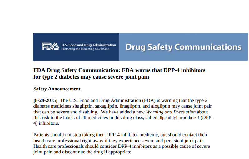 DPP-4阻害薬で重大な関節痛